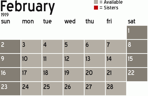 Missionary Dinner Calendar